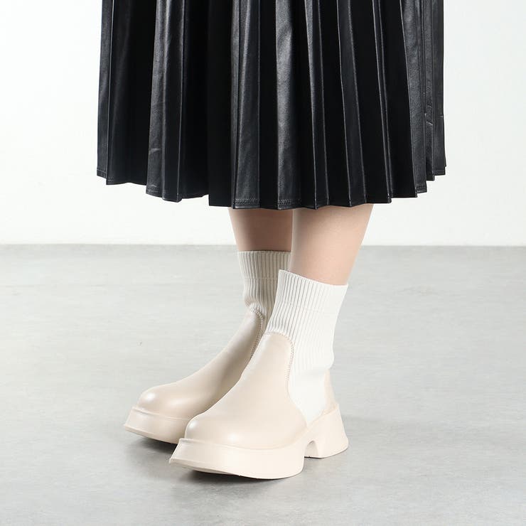 4.5cmヒール スクエア厚底リブニットブーツ ☆9136 | LibertyDoll | 詳細画像9 