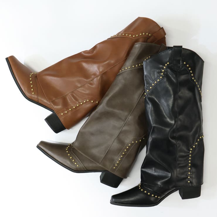 5.5cmヒール スタッズウエスタンカバーロングブーツ ☆9162 | LibertyDoll | 詳細画像3 