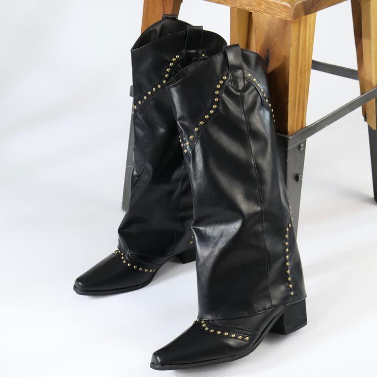 5.5cmヒール スタッズウエスタンカバーロングブーツ ☆9162 | LibertyDoll | 詳細画像6 
