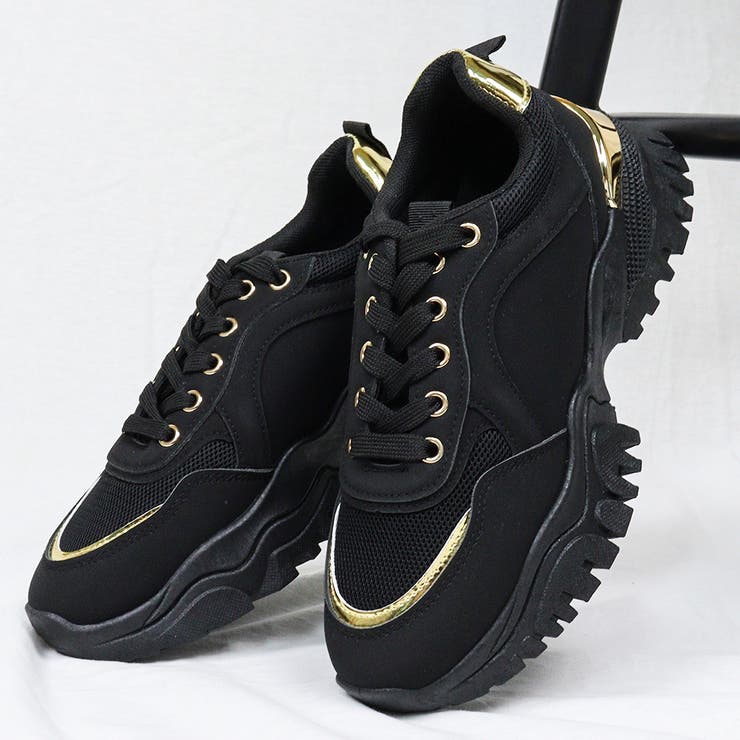 ブラック | パーツ付き4.5cm厚底メッシュダッドスニーカー☆1579 | LibertyDoll