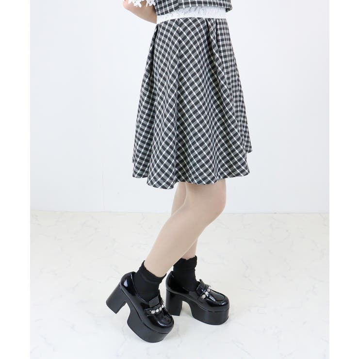 ブラックエナメル | 厚底パールビジューローファー155-1596 | LibertyDoll