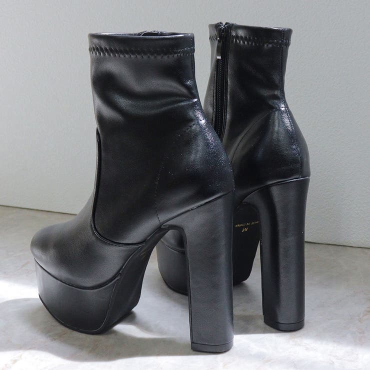 ブラック | 13.5cmヒール 韓国ファッション ワンピース ショートブーツ ☆1621 | LibertyDoll