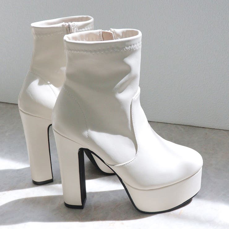 アイボリー | 13.5cmヒール 韓国ファッション ワンピース ショートブーツ ☆1621 | LibertyDoll