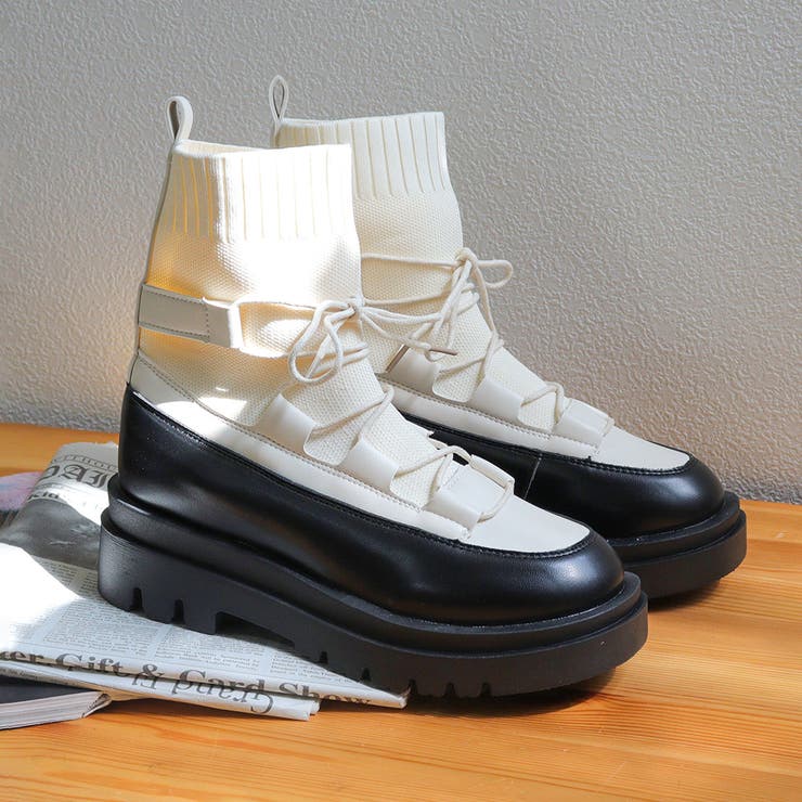 5cmソール 韓国ファッション ワンピース レースアップブーツ ☆1630