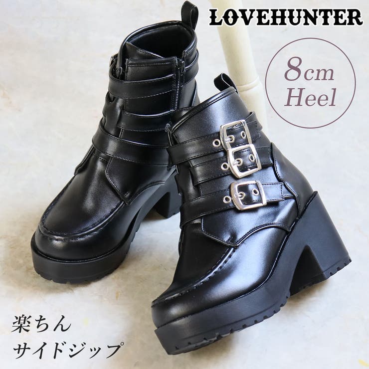 7.5cmヒール 厚底3ベルトブーツ ☆1639 | LibertyDoll | 詳細画像1 