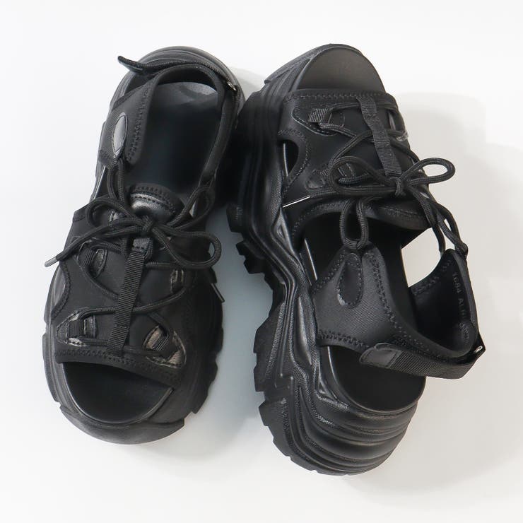 オールブラック | 7cmヒール ワンピース セットアップ 厚底スポーツサンダル ☆1684 | LibertyDoll