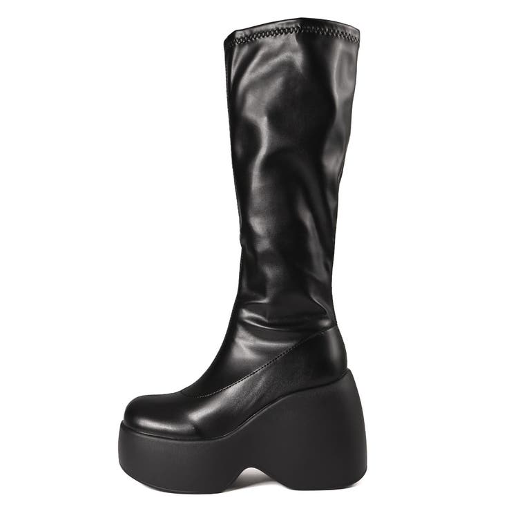 オフィス カジュアル 厚底ストレッチロングブーツ ☆1911 | LibertyDoll | 詳細画像2 