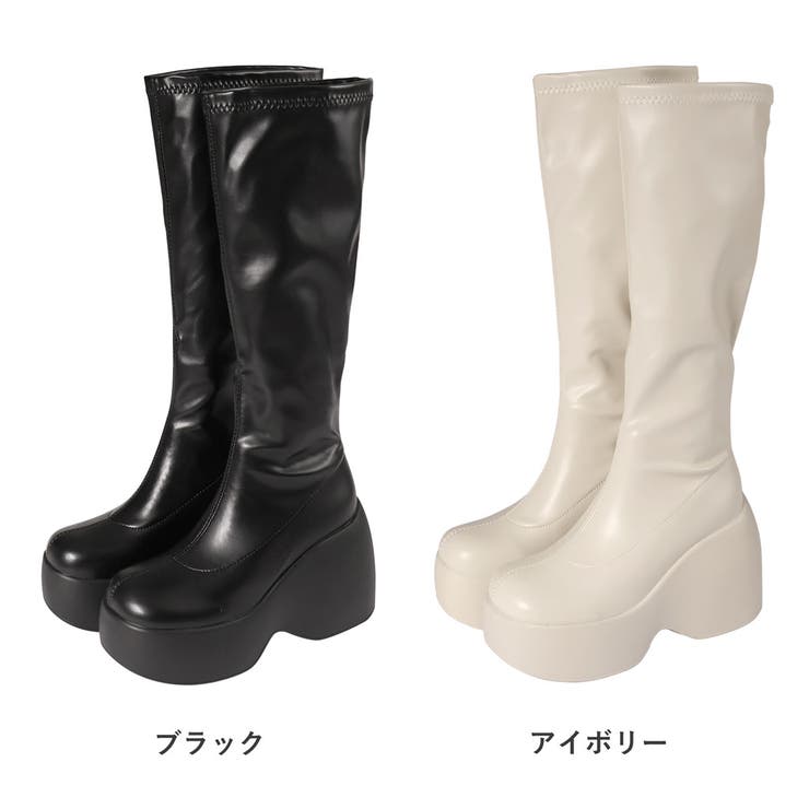 オフィス カジュアル 厚底ストレッチロングブーツ ☆1911 | LibertyDoll | 詳細画像5 