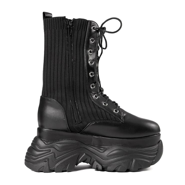 9.5cmヒール 厚底9ホールレースアップニットブーツ ☆1914 | LibertyDoll | 詳細画像7 