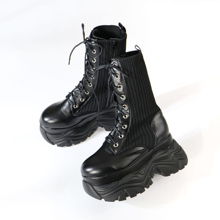 9.5cmヒール 厚底9ホールレースアップニットブーツ ☆1914 | LibertyDoll | 詳細画像4 