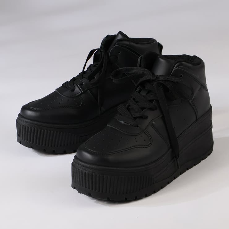 オールブラック | オフィス カジュアル セットアップ 厚底ハイカットスニーカー ☆2218 | LibertyDoll