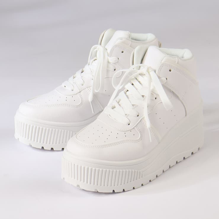オールホワイト | オフィス カジュアル セットアップ 厚底ハイカットスニーカー ☆2218 | LibertyDoll