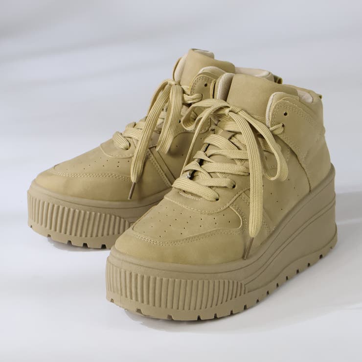 ベージュ | オフィス カジュアル セットアップ 厚底ハイカットスニーカー ☆2218 | LibertyDoll