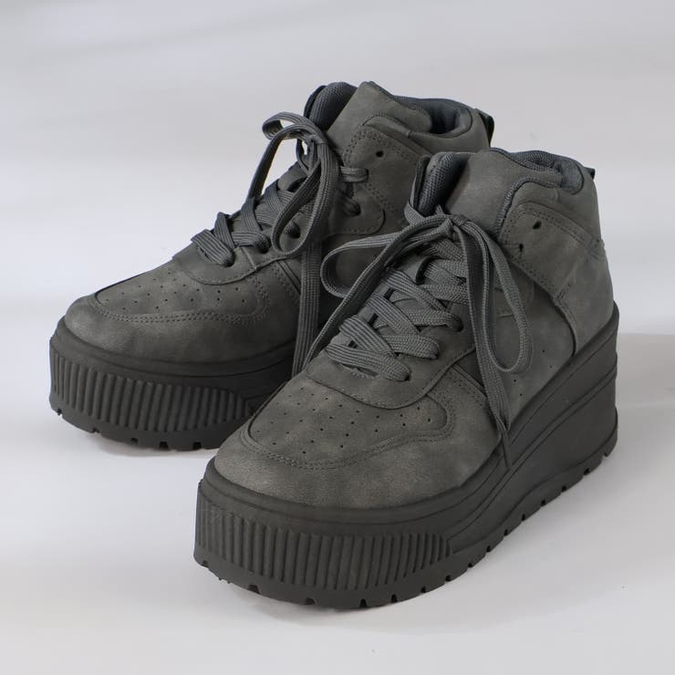 グレー | オフィス カジュアル セットアップ 厚底ハイカットスニーカー ☆2218 | LibertyDoll