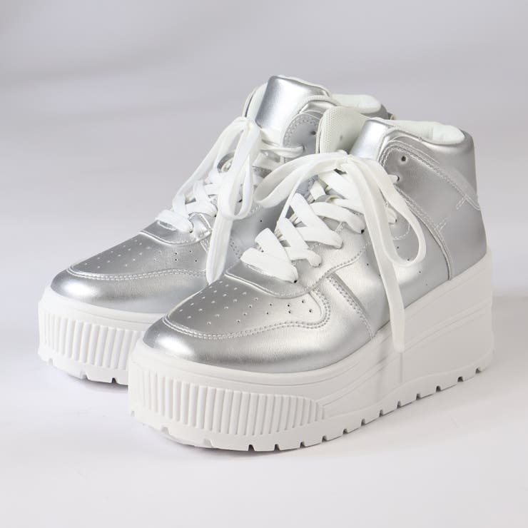 シルバー | オフィス カジュアル セットアップ 厚底ハイカットスニーカー ☆2218 | LibertyDoll