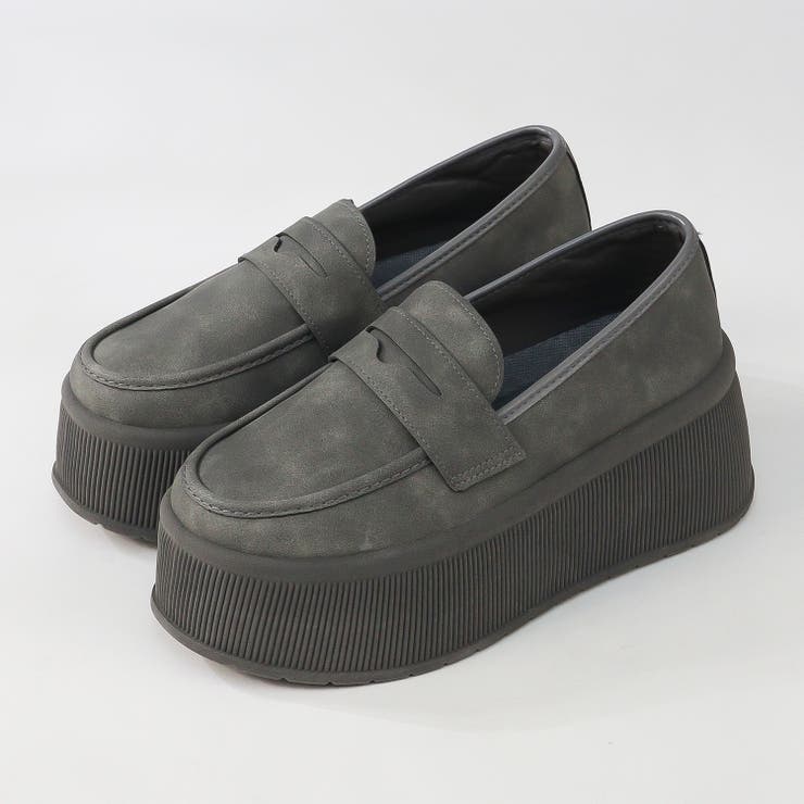 7cmヒール ワンピース オフィス フォーマル 厚底ローファー