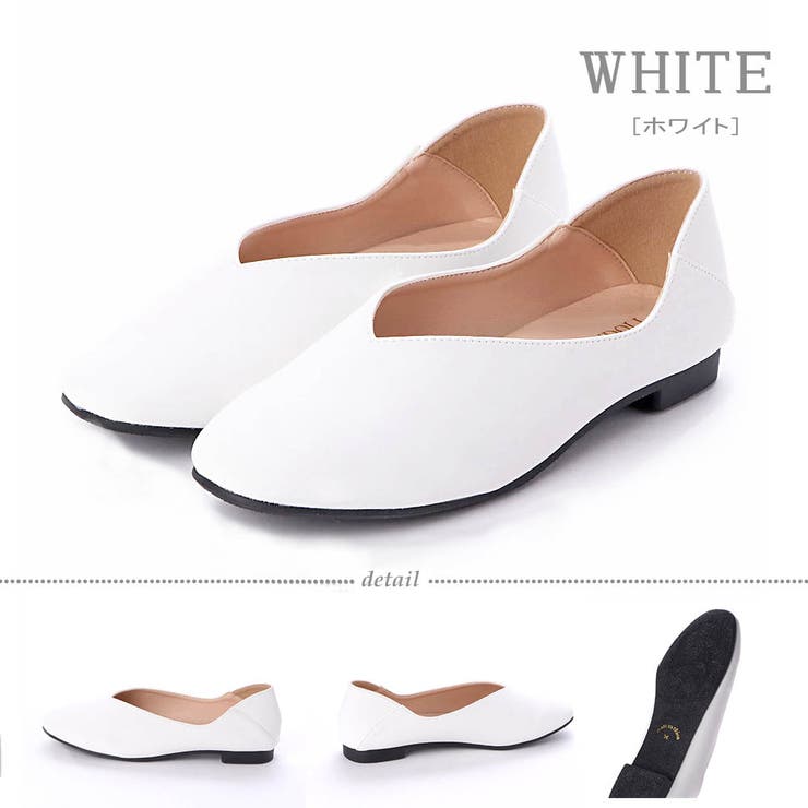 ホワイト | スクエアトゥ Vカット フラットバブーシュ  ☆1121 | LibertyDoll