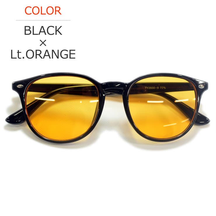BLACK×Lt.ORANGE | サングラス 伊達メガネ メンズ | MERRY PLEASURE