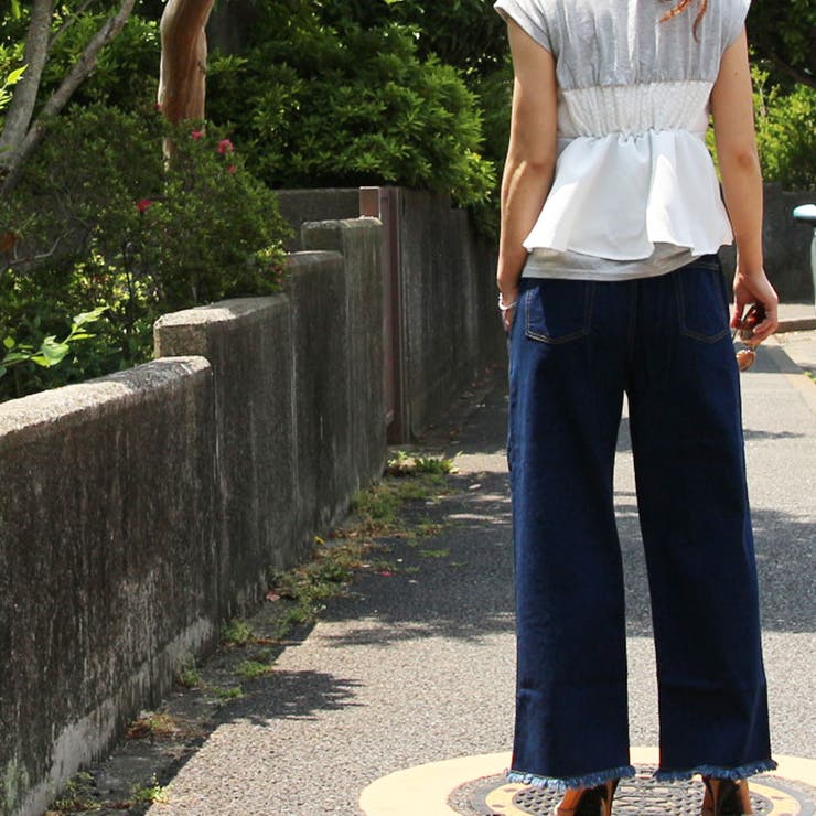 フリンジワイドパンツ デニム ガウチョパンツ | MiiDUE | 詳細画像7 