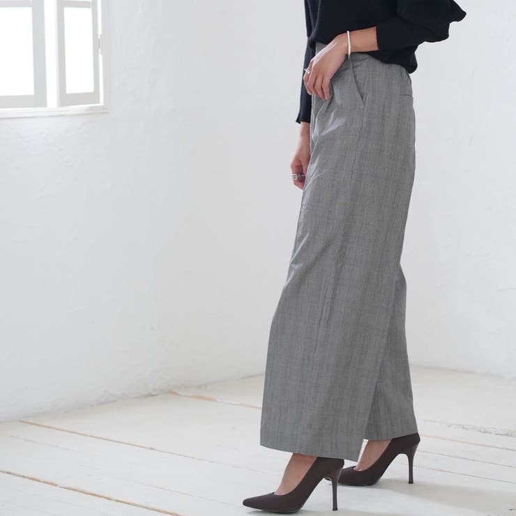 グレンチェック ワイドパンツ レディース[品番：MIDW0000921