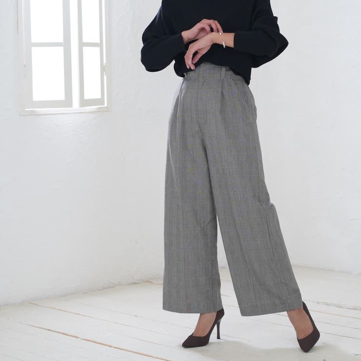 トップブランドのファッション グレンチェック レディース[品番：MIDW0000921 ワイドパンツ パンツ