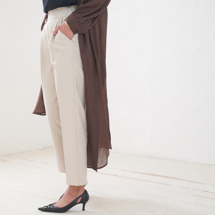 MIUMIU コットンテーパードパンツ size50 イタリー製 テーパードパンツ タックパンツ レディース[品番：MIDW0001009