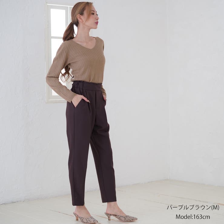 MIUMIU コットンテーパードパンツ size50 イタリー製 テーパードパンツ タックパンツ レディース[品番：MIDW0001009