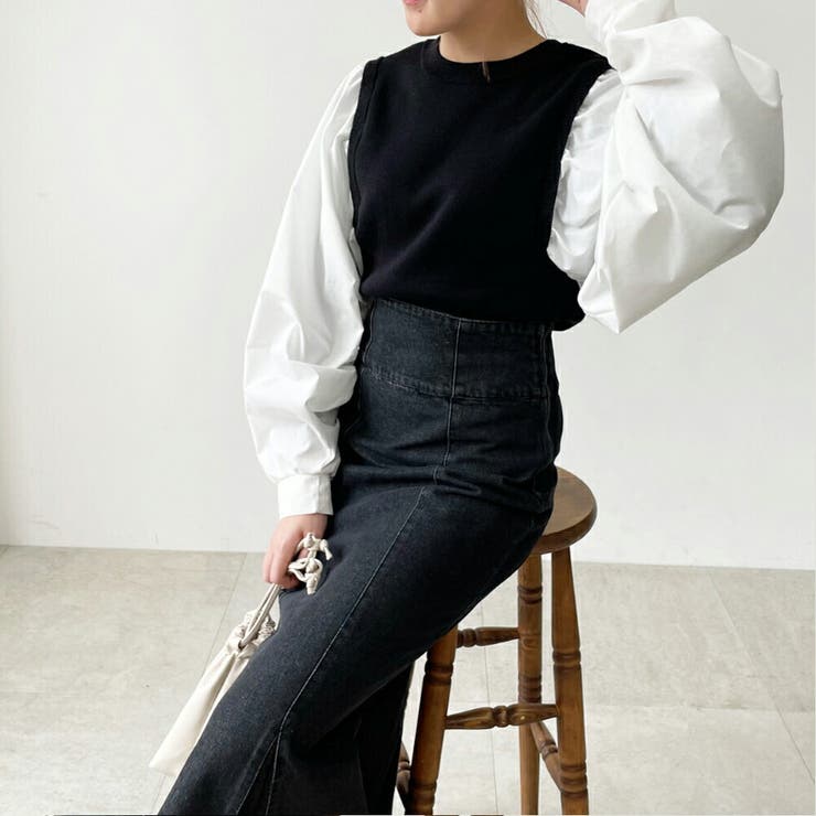 重ね着風 ニット ニットベスト | MiiDUE | 詳細画像4 