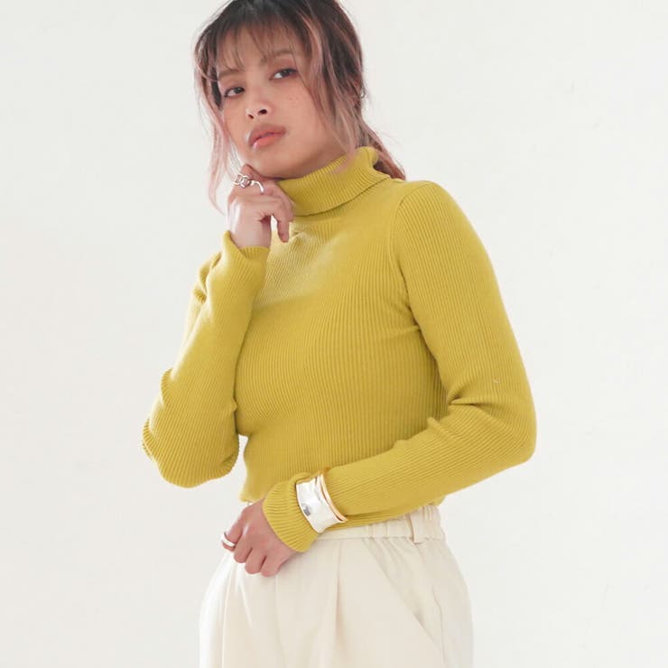 イエロー | ショートタートル 春 ニット | MiiDUE