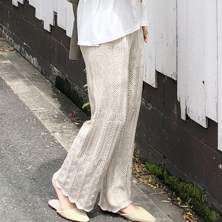 透かし編みニットパンツ ニット パンツ[品番：MIDW0001092
