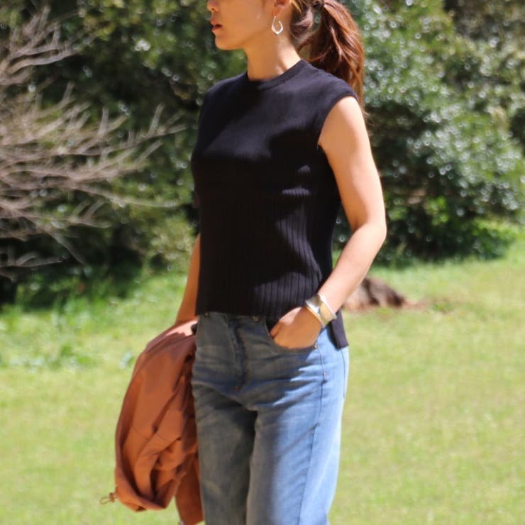 リブニット 半袖 フレンチスリーブ | MiiDUE | 詳細画像9 