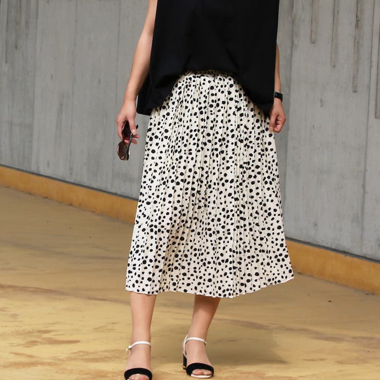 変形ドット ドット プリーツスカート[品番：MIDW0000982]｜MiiDUE