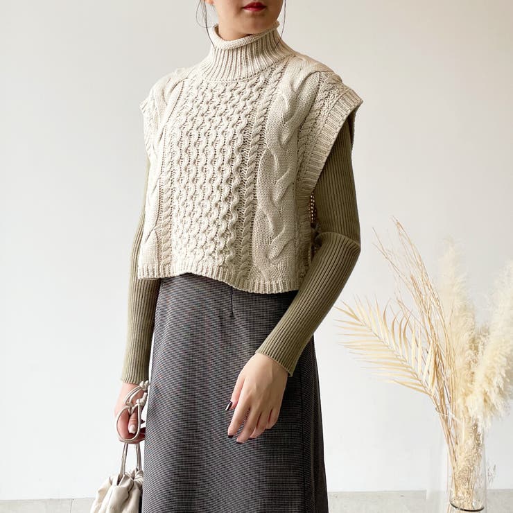 ハイネックベスト タートルネックベスト ニット[品番：MIDW0001189