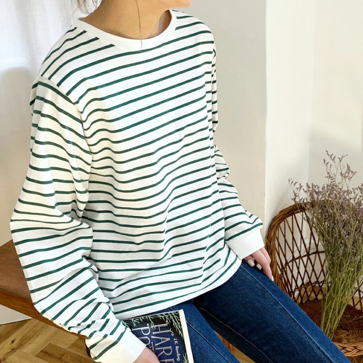 ボーダー トップス カットソー Tシャツ 長袖 ロンT レディース