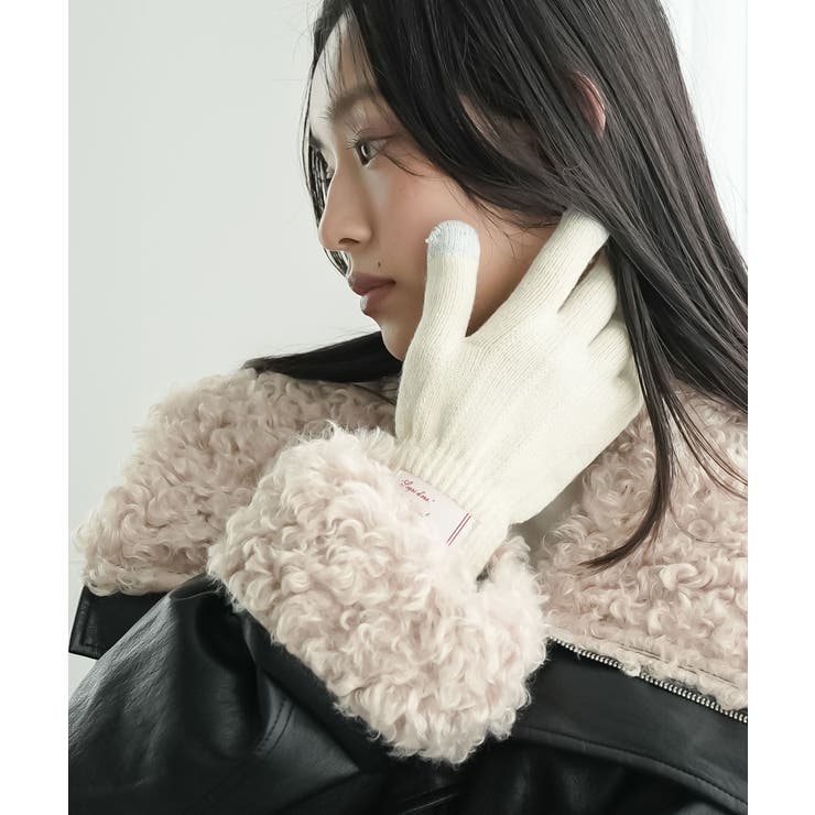 アイボリー | 裏起毛スマホタッチ手袋 スマホタッチ対応 無地 | mili an deni