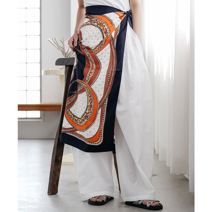 ネイビー | パネルプリント大判スカーフ シルクタッチ 大きめ | mili an deni