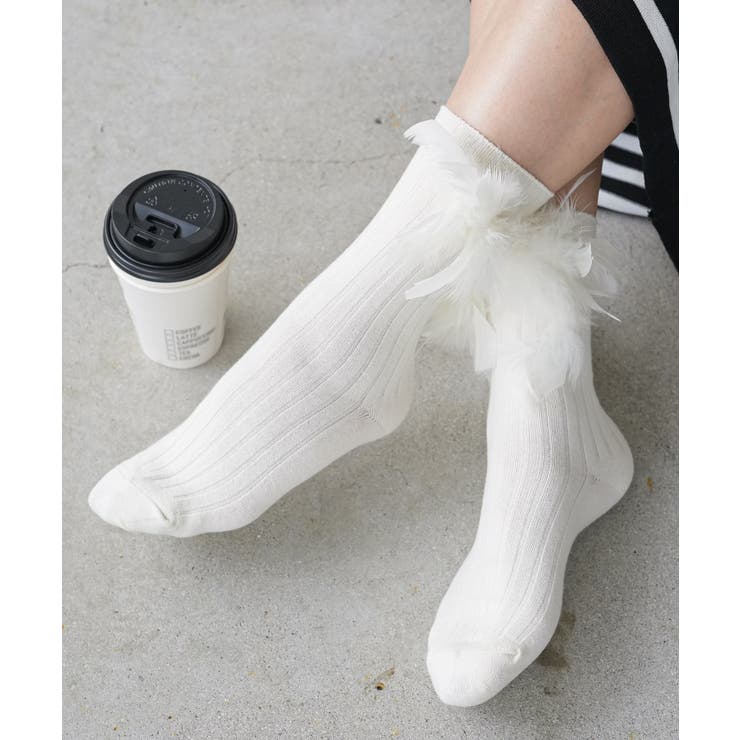 アイボリー | フェザーリブソックス リブソックス 羽 | mili an deni