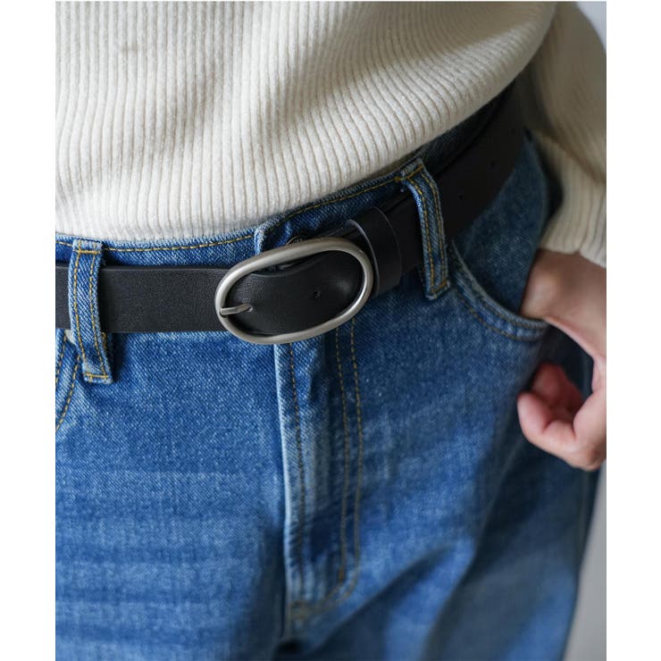 ブラック | オーバルベルト フェイクレザー ラウンドバックル | mili an deni