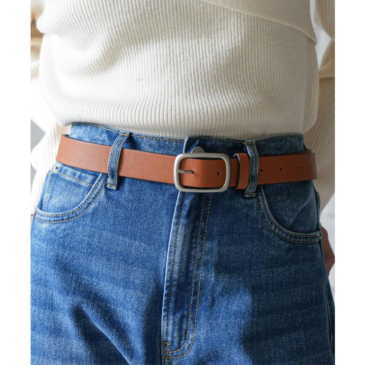 キャメル | スクエアバックルベルト フェイクレザー スクウェアバックル | mili an deni