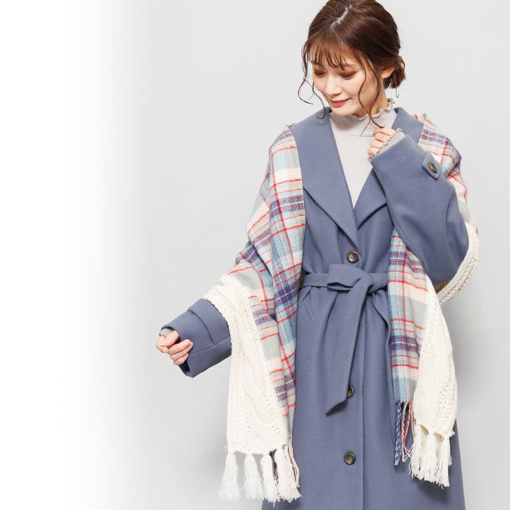 ケーブルニット切り替えマフラー 大判 マフラー | mili an deni | 詳細画像11 