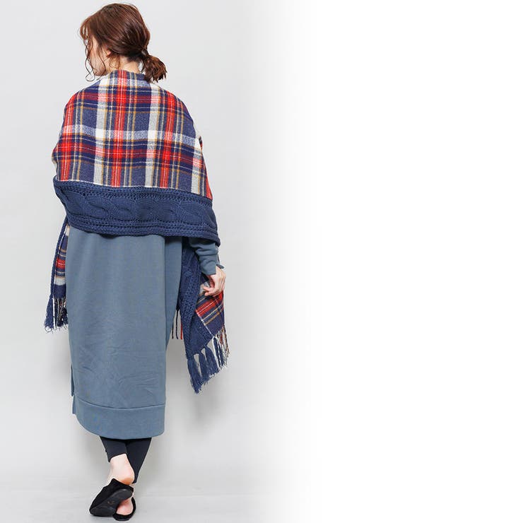 ケーブルニット切り替えマフラー 大判 マフラー | mili an deni | 詳細画像13 