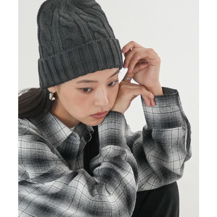 チャコール | ケーブルニットワッチ ニット帽 ケーブル編み | mili an deni