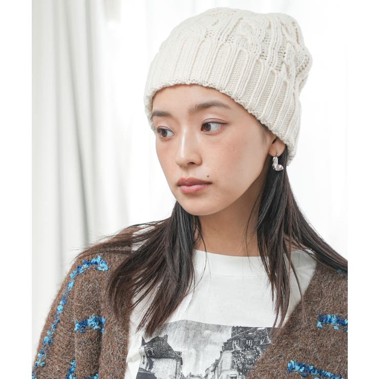 アイボリー | ケーブルニットワッチ ニット帽 ケーブル編み | mili an deni