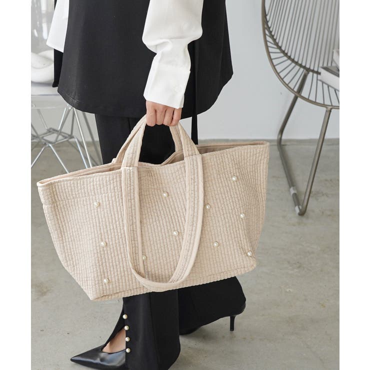 ベージュ | パール付き ヌビバッグ トートバッグ | mili an deni