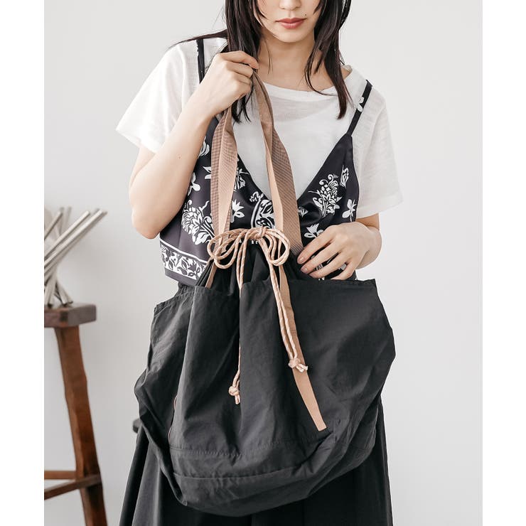 ブラック | ワッシャーナイロンビッグトートバッグ ショルダーバッグ ハンドバッグ | mili an deni