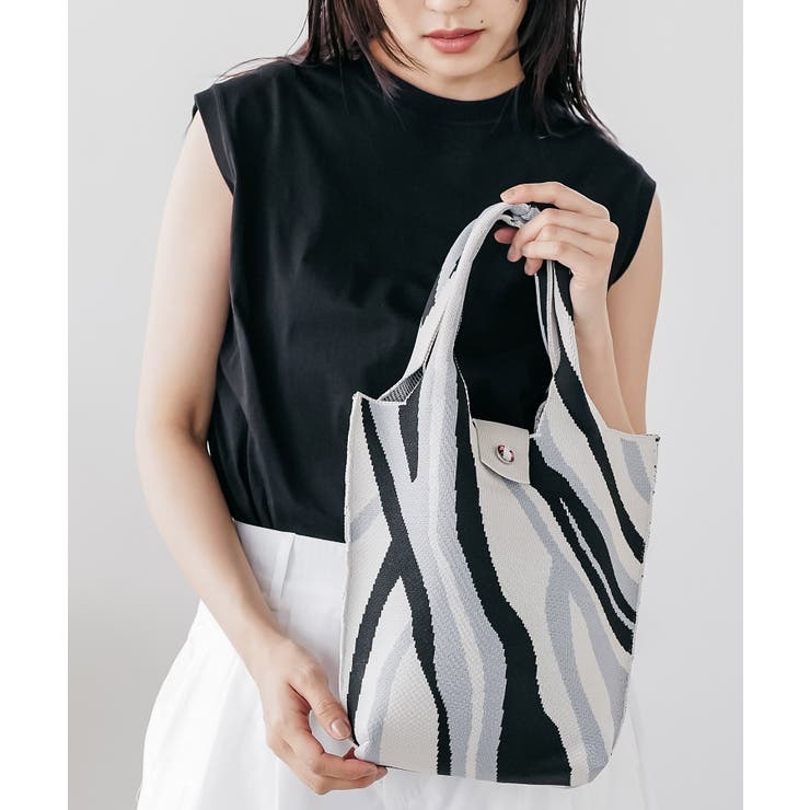 ブラック | ジャガードニットバッグ ハンドバッグ ニットジャガード | mili an deni