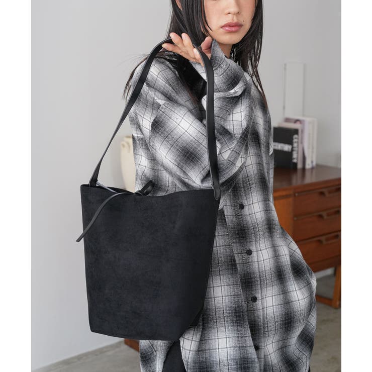 ブラック | フェイクスウェードショルダーバッグ トートバッグ ショルダーバッグ | mili an deni