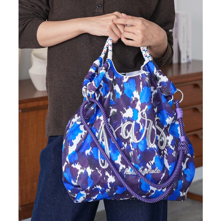 ブルー | ３ＷＡＹプリントロープトートバッグ トートバッグ ショルダーバッグ | mili an deni