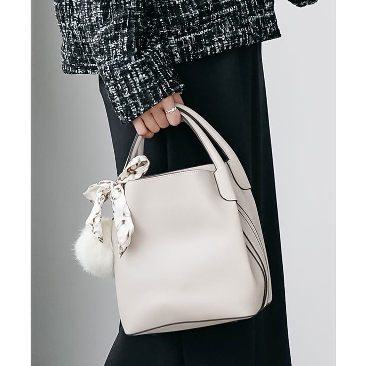 グレージュ | エレファントポーチ付き2WAYフェイクレザーバッグ ショルダーバッグ ハンドバッ… | mili an deni