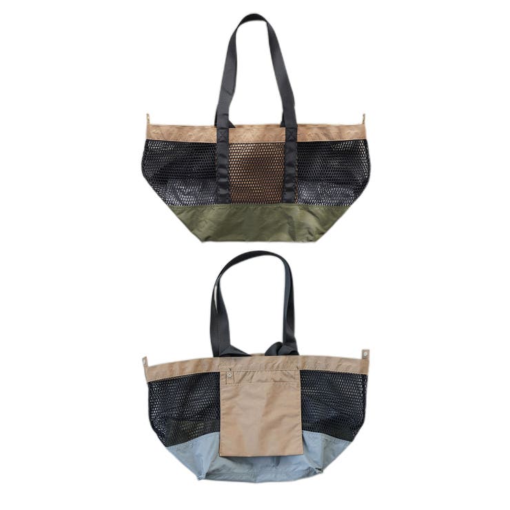 ベージュ×ライトブルー | トートバッグ レディース メッシュバッグ | mili an deni